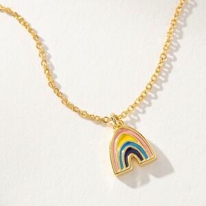 Uncommon James Gold Tone Rainbow Pendant Necklace Dainty Enamel‎ Charm 18"
